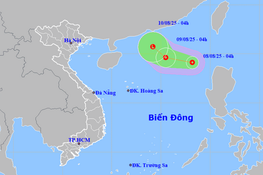 Áp thấp nhiệt đới mạnh cấp 6 giật cấp 8 vừa hình thành trên Biển Đông