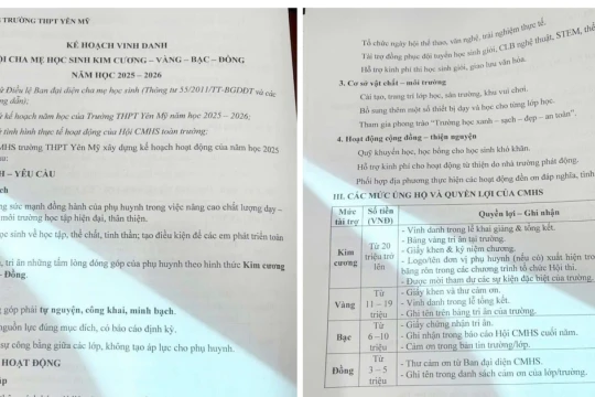 Nhà trường lên tiếng về kế hoạch vinh danh phụ huynh dựa trên mức đóng góp