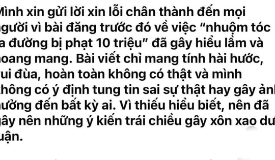 Công an làm việc với người đăng tải thông tin "luật gì giờ nhuộm tóc ra đường phạt 10 củ"