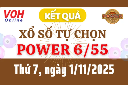 Vietlott POWER 655 1/11 - Kết quả xổ số Vietlott hôm nay thứ 7 1/11/2025