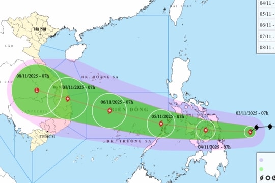 Bão Kalmaegi tăng ba cấp, ngày 5/11 vào Biển Đông