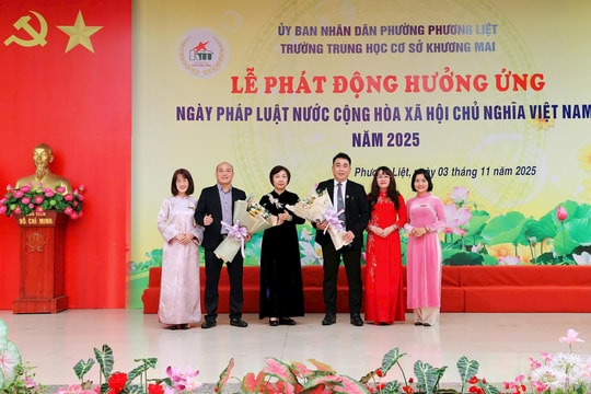 Lễ hưởng ứng Ngày pháp luật Việt Nam năm 2025 tại trường THCS Khương Mai
