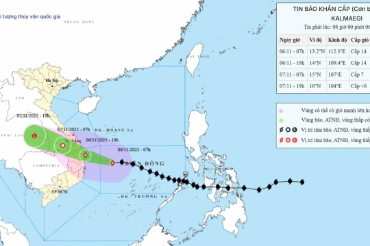 Hơn 6 triệu người từ Hà Tĩnh-Bình Thuận nhận thông báo đặc biệt về bão Kalmaegi