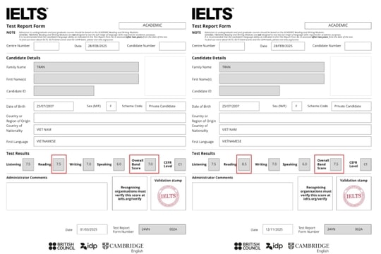 Nhiều bài thi IELTS bị chấm lại, sửa điểm