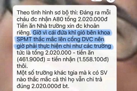 Nhiều sinh viên vẫn chưa nhận được tiền A80, phải ký xác nhận trừ tiền ăn