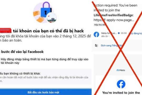Cảnh báo thủ đoạn lừa đảo giả mạo thông báo của Meta, chiếm quyền kiểm soát tài khoản Facebook