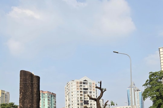 Hà Nội chặt cây, xén hè mở rộng các nút giao thông