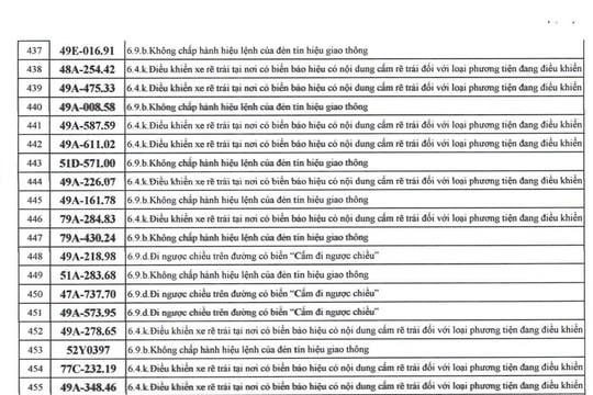742 chủ xe máy, ô tô có biển số sau nhanh chóng nộp phạt nguội theo Nghị định 168