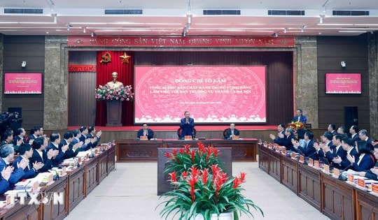 Những hình ảnh Tổng Bí thư Tô Lâm làm việc với Ban Thường vụ Thành uỷ Hà Nội