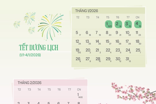 Các ngày nghỉ lễ Tết năm 2026