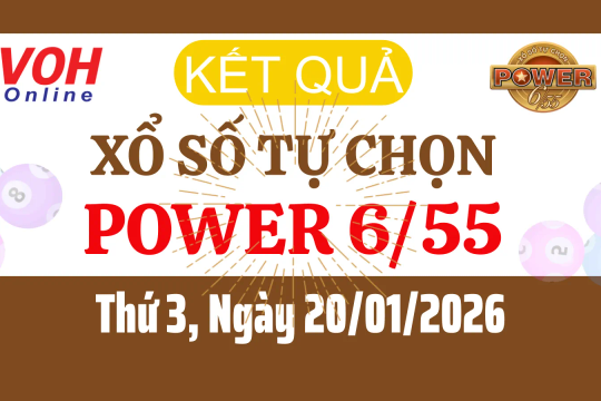 Vietlott POWER 655 20/01 - Kết quả xổ số Vietlott hôm nay Thứ 3 20/01/2026