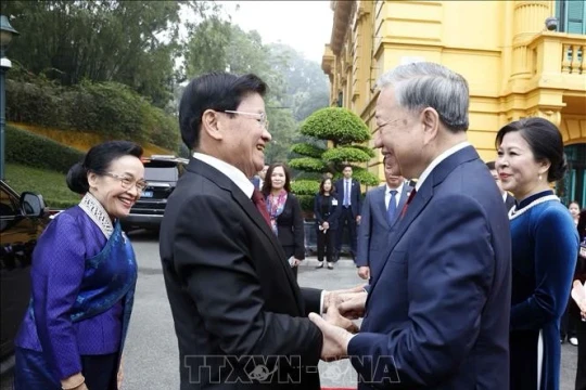 Tổng Bí thư Tô Lâm chủ trì Lễ đón Tổng Bí thư, Chủ tịch nước Lào Thongloun Sisoulith