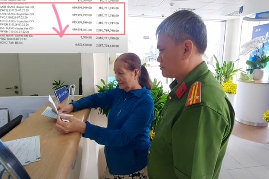 Tài khoản ACB liên tiếp nhận 4 giao dịch với tổng số tiền 2 tỷ đồng trong 1 phút, cụ bà 70 tuổi lập tức báo công an