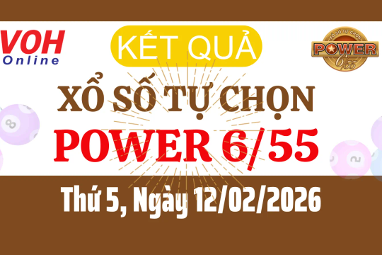 Vietlott POWER 655 12/02 - Kết quả xổ số Vietlott hôm nay Thứ 5 12/02/2026