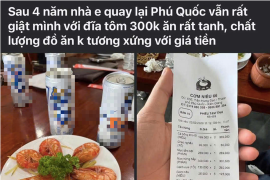 Đĩa tôm sú 6 con giá 300.000 đồng ở Phú Quốc: Động thái của chủ quán, người đăng bài khoá tài khoản