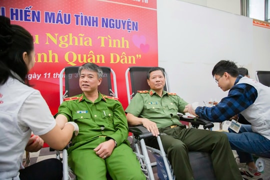 250 lãnh đạo, cán bộ công an tham gia ngày hội hiến máu tình nguyện