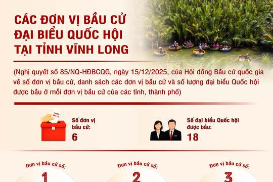 [Infographic] Các đơn vị bầu cử đại biểu Quốc hội tại tỉnh Vĩnh Long