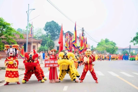 Hợp luyện Lễ rước kiệu Giỗ Tổ Hùng Vương