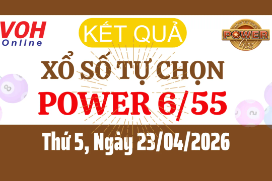 Vietlott POWER 655 23/04 - Kết quả xổ số Vietlott hôm nay Thứ 5 23/04/2026