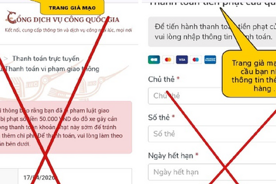 Cảnh báo chiêu lừa "phạt nguội 50.000 VND" qua website giả dịch vụ công