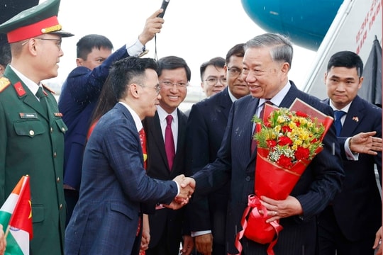 Tổng Bí thư, Chủ tịch nước Tô Lâm đến New Delhi, bắt đầu thăm Ấn Độ
