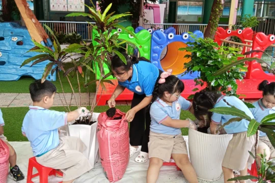 Trẻ mầm non trồng cây mừng sinh nhật Bác Hồ và chuẩn bị hành trang vào lớp Một