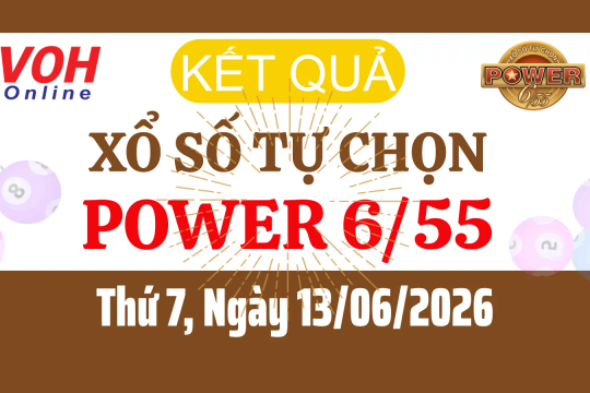 Vietlott POWER 655 13/06 - Kết quả xổ số Vietlott hôm nay Thứ 7 13/06/2026