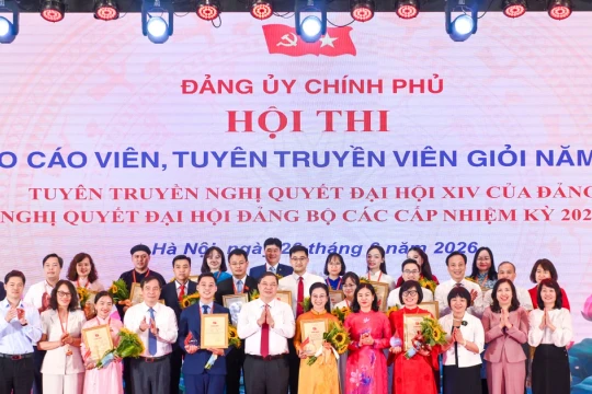 Trao giải Hội thi báo cáo viên, tuyên truyền viên Đảng bộ Chính phủ năm 2026