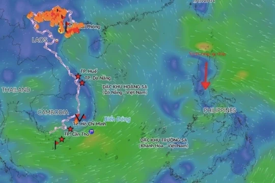 Vùng áp thấp có khả năng mạnh lên khi di chuyển vào Biển Đông