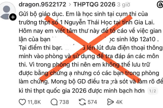 Kết quả xác minh phản ánh thí sinh dùng điện thoại trong phòng thi ở Gia Lai