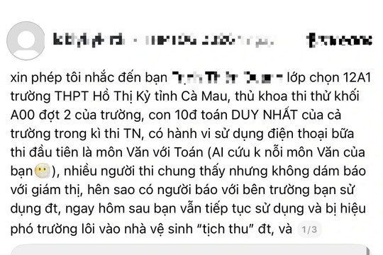 Học sinh giỏi Toán bị hủy điểm 10 thi tốt nghiệp THPT