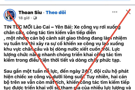 Tin đồn xe CSGT gặp nạn, 2 cán bộ mất tích gây xôn xao mạng xã hội: Công an khẳng định là bịa đặt