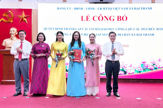 Xã Đại Thanh giảm 12 trường học sau sắp xếp