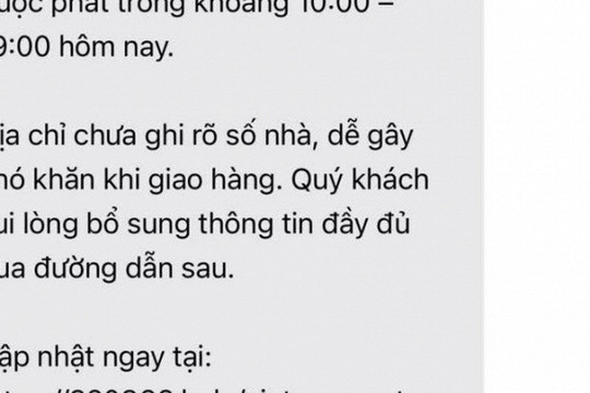 Cảnh báo tất cả những ai nhận được tin nhắn thông báo giao hàng này: Tuyệt đối không bấm