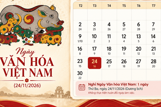 Đề xuất nghỉ 1 ngày dịp Ngày Văn hóa Việt Nam 2026, không hoán đổi làm việc