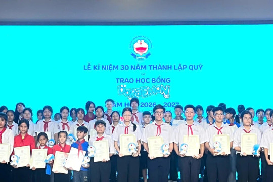 Quỹ Doraemon kỷ niệm 30 năm, trao 490 suất học bổng năm 2026
