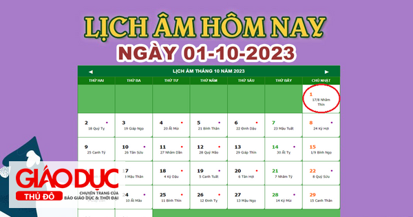 Lịch âm 1/10 - Âm lịch hôm nay 1/10 chính xác nhất - lịch vạn niên 1/10/2023